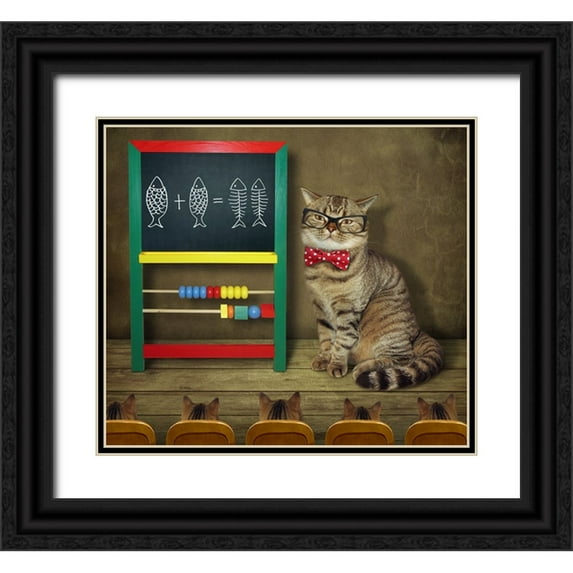 Kuznetsova, Iryna 22x20 Black Ornate Wood Framed with Double Matting Museum Art Print Titled - Math Lesson...