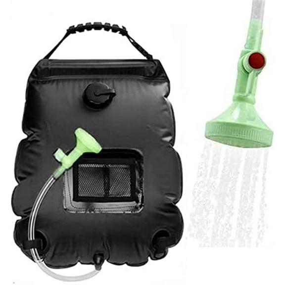 Kvago 5 Gallons/20L Portable Solar Shower Bag for Camping Heating Camping Head Beach Swimming Outdoor Traveling Hiking Black