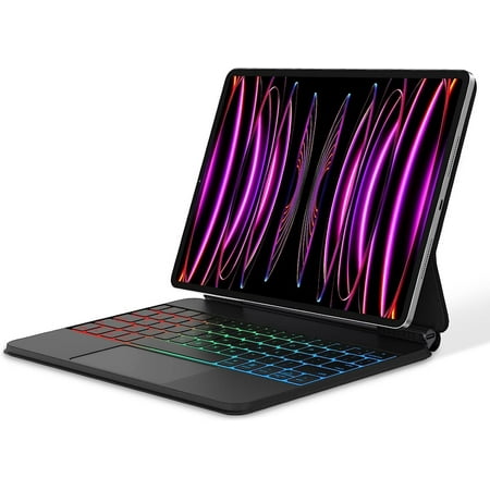 Kvago Magic Keyboard iPad Pro 11-inch (4th, 3rd, 2nd and 1st Generation) and iPad Air (5th and 4th Generation), Smart Trackpad, Wireless, 7 Colors Backlit, Magic Keyboard Case, Ultra-Thin, Black