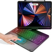 Kvago Multi-Touch Trackpad Keyboard for iPad Pro 12.9 inch Generation 5th 4th 3rd Gen 2022 Backlight Keyboard 360 Rotatable Case, Black