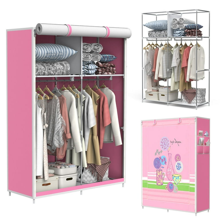 Kvago Bedroom Essentials: Portable Pink Closet Wardrobe with