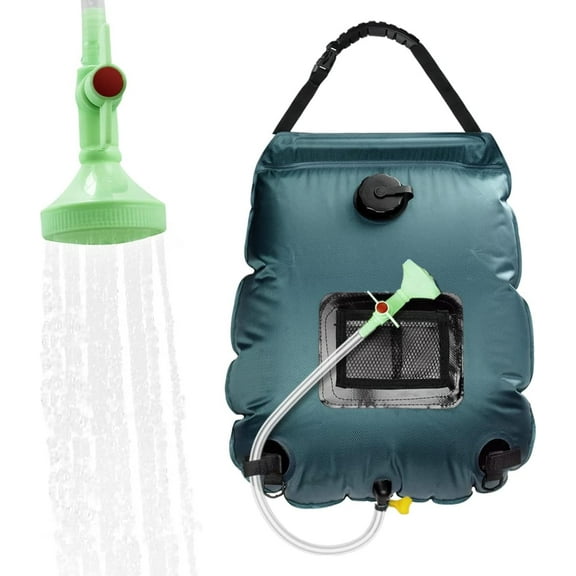 Kvago Solar Shower Bag, 5 Gallons/20L Solar Heating Camping Shower Bag with Removable Hose and On-Off Switchable Shower Head for Camping Beach Swimming Outdoor Traveling Hiking (Indigo Blue)
