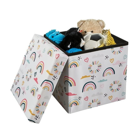 Kvell Kids Collapsible Toy Storage Bin with Rainbow and Heart Design, 15-inch price history and forecast - Kvell 400053-044