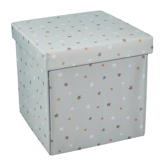 Kvell Kids 15 x 15 Inch Collapsible Toy Storage Bin with Stars Design and Removable Lid