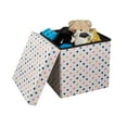 thumbnail image 1 of Kvell Kids 15 Inch Collapsible Toy Storage Bin with Polka Dot Design and Removable Lid, 1 of 9