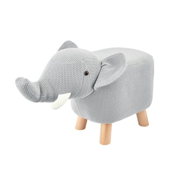 Kvell Kids Elephant Knitted Upholstery Foot Stool, Grey