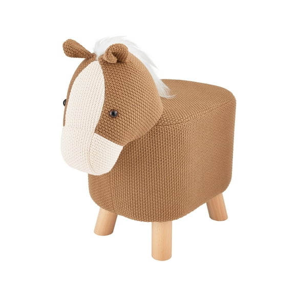 Kvell Kids Horse Knitted Upholstery Foot Stool, Brown