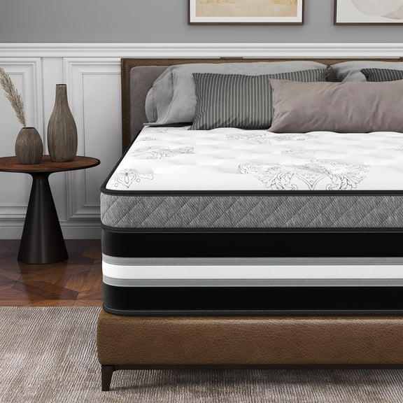 Kviwasha 12 Inch Tiwn Hybrid Mattress in a Box, Gel Memory Foam with Individually Wrapped Pocket Coils, Medium Firm, Pressure Relief, Cooling Sleep Support
