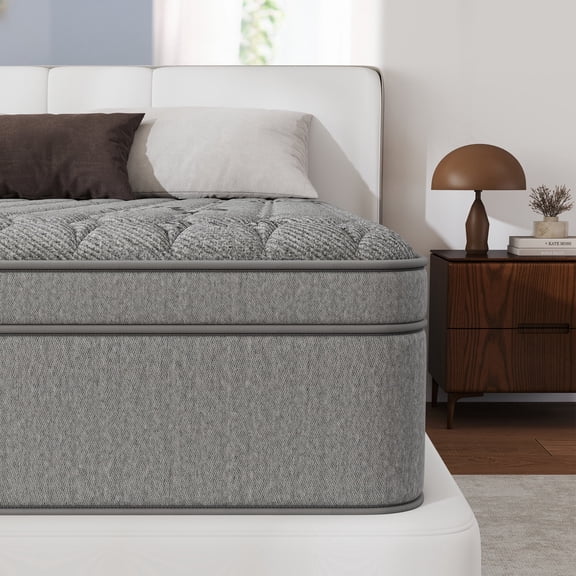 Kviwasha 12 Inch Twin Mattress, Cooling Gel Memory Foam Mattress in a Box, Individual Pocket Spring Hybrid Mattress with Pressure Relief & Motion Isolation, Soft and Comfort, Medium-Firm
