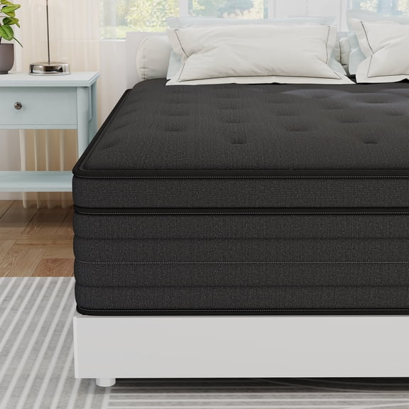 Kviwasha 12 inch Queen Mattress in a Box, Hybrid Gel Memory Foam with Individually Wrapped Pocket Coils, Medium Firm, Pressure Relief, Cooling Sleep Support for Adult