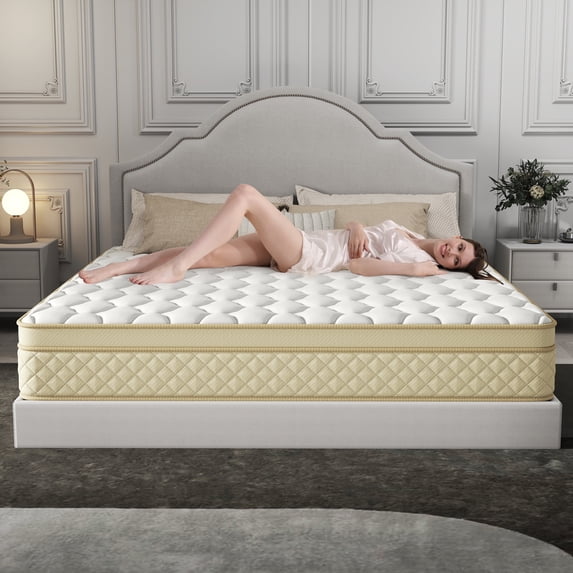 Kviwasha 12 inch Twin Mattress, Memory Foam & Spring Hybrid Medium Comfort Twin Size in a Box,Adult
