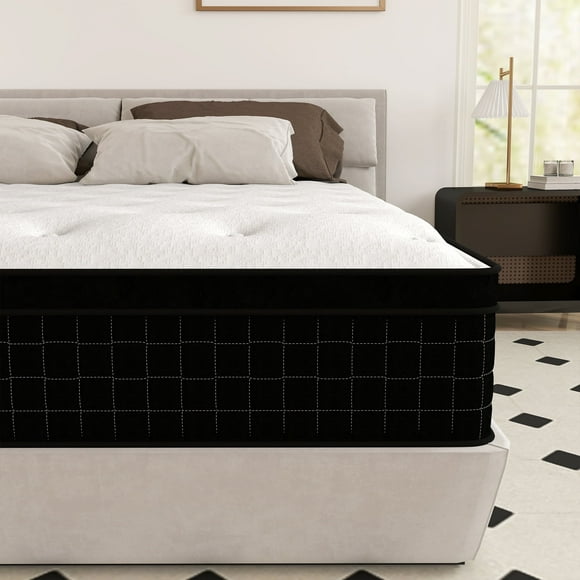 Kviwasha 14 inch Queen Mattress, Cooling Gel Hybrid Mattress in a Box Queen