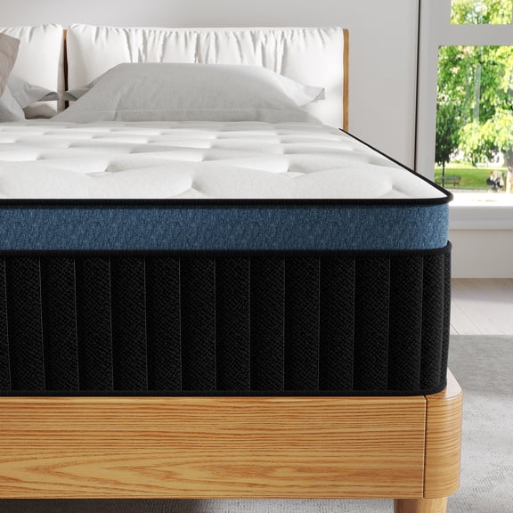 Kviwasha 14 inch Queen Mattress, Gel Memory Foam & Spring Hybrid Medium Comfort Queen Size in a Box, Pressure Relief