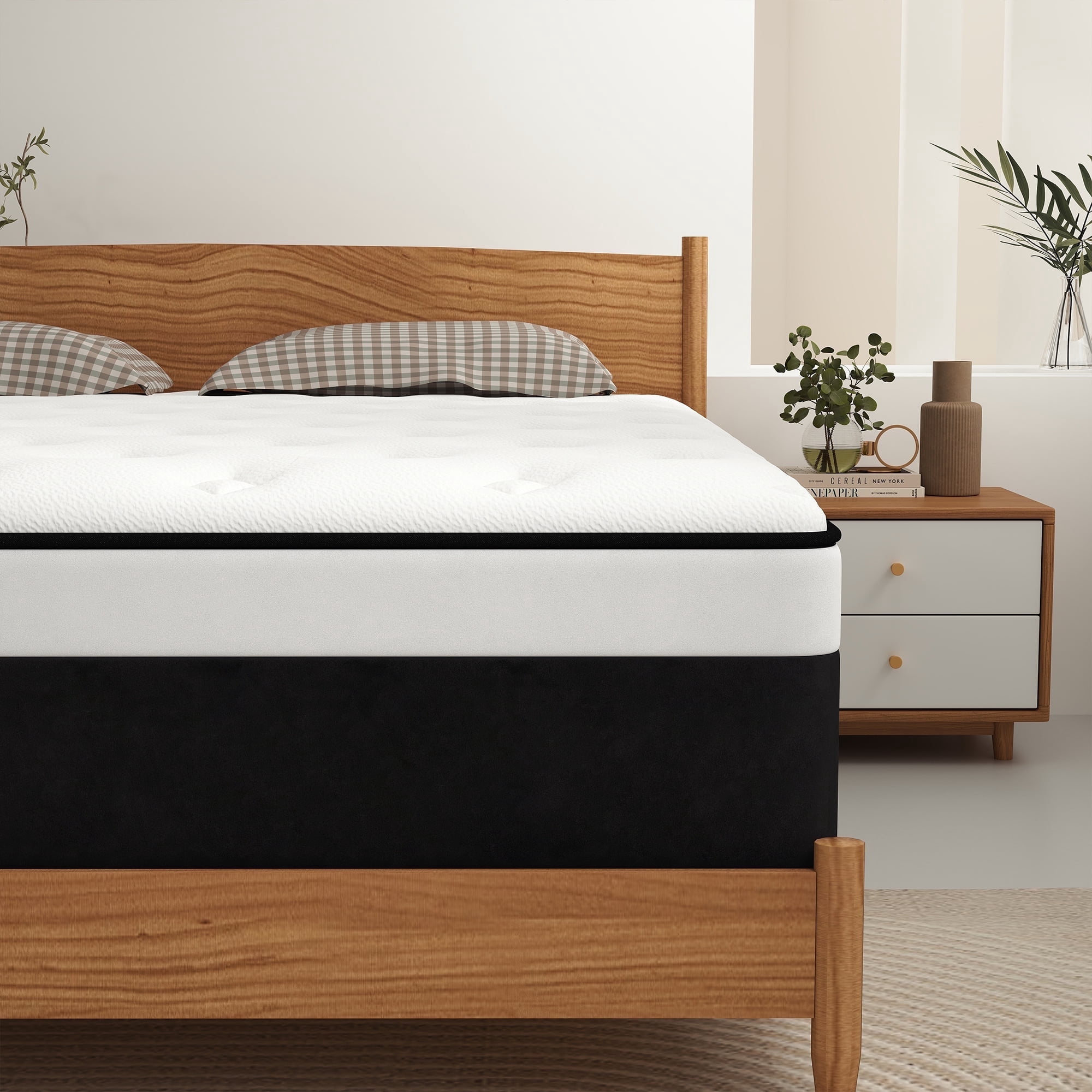 Kviwasha 12 inch Full Mattress in a Box, Hybrid Gel Memory Foam with Individually Wrapped Pocket Coils, Medium Firm, Pressure Relief, Cooling Sleep Support for Adult