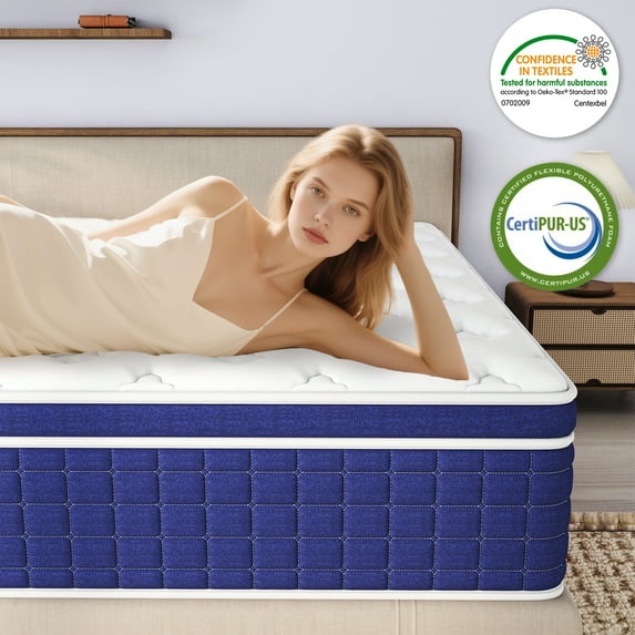 Kviwasha King Mattress 12 inch Memory Foam and Spring Hybrid Mattress in a Box Pressure Relief, Breathable