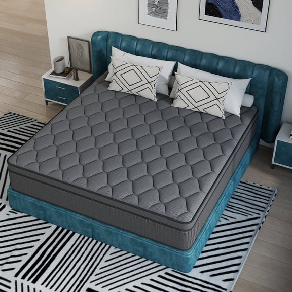 Kviwasha Queen Mattress 12 inch Hybrid Gel Memory Foam & Pocket Innerspring, Pressure-Relief, Medium Firm Mattress