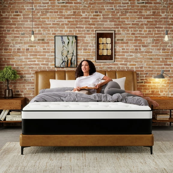 Kviwasha Queen Mattress 12 inch Hybrid Gel Memory Foam & Pocket Innerspring, Pressure-Relief, Medium Firm Mattress