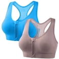 thumbnail image 1 of Kvture 2PC Sports Bras for Women Zip Front Push Up Bra Soft Comfortable Wireless Bra Breathable Racerback Yoga Sports Bras Brown Bra M, 1 of 8