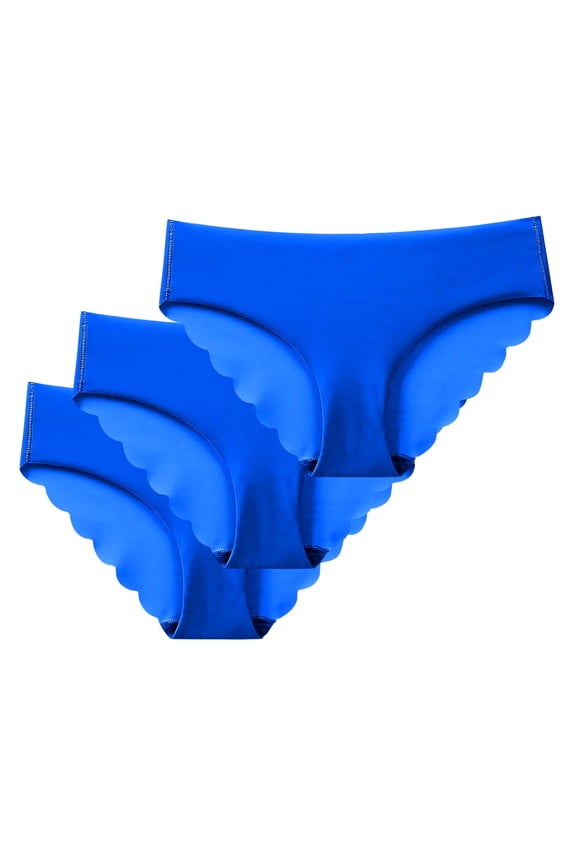 3 Pack Seamless Thongs for Women No Show Wavy Edge Side Women's Thong panties Ladies Underwear L