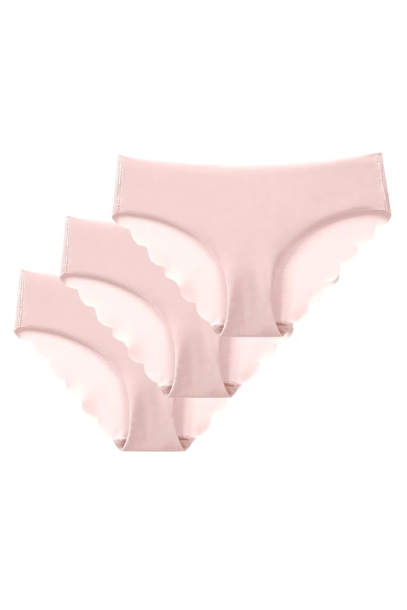 3 Pack Seamless Thongs for Women No Show Wavy Edge Side Women's Thong panties Ladies Underwear XL