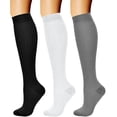 thumbnail image 1 of Kvture 3 Pairs Compression Socks for Women Circulation Knee High Athletic Support Socks Running Travel Nurse Navy Sock L/XL, 1 of 2