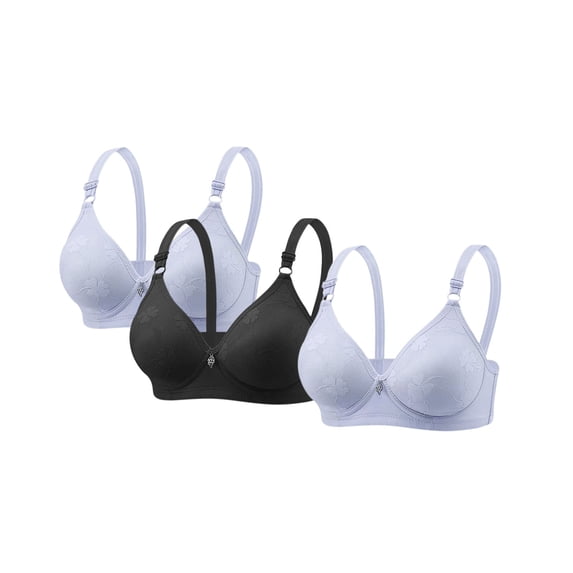 Kvture 3PC Deep V Jelly Bras for Women Comfort Wireless Bralettes Adjustable Seamless Push Up Plunge Bras Purple Bra 42