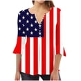 thumbnail image 1 of Kvture 4th of July Tops for Women Henley V Neck Button 3/4 Sleeve Blouse Independence Day Patriotic T Shirts Summer A Red Tees XXL, 1 of 5