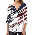 thumbnail image 1 of Kvture 4th of July Tops for Women Henley V Neck Button 3/4 Sleeve Blouse Independence Day Patriotic T Shirts Summer A White Tees XL, 1 of 5