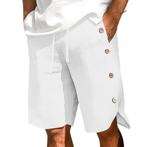 Kvture Athletic Shorts for Men Summer Lightweight Breathable Jogger Shorts Elastic Waisted Drawstring Shorts Loose Fit Linen Shorts with Pockets White XL