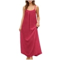thumbnail image 1 of Kvture Backless Cami Dresses for Women Low Back Housedress Casual Flowy Maxi Dress Sleeveless Solid Open Back Sundress Hot Pink L, 1 of 9