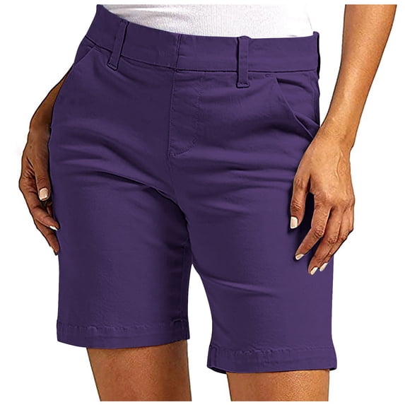 Kvture Bermuda Shorts Womens Golf Short Mid Rise Stretch with Pockets Khaki Utility Comfort Hiking Dark Blue XL