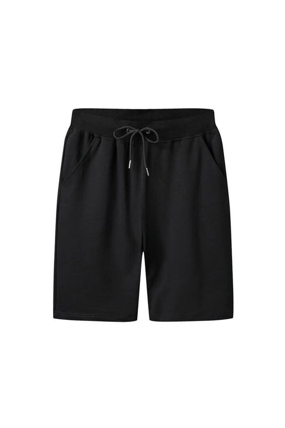 Big And Tall Casual Shorts for Men Summer Drawstring Knee Length Shorts Loose Lightweight Breathable Outdoor Shorts with Pockets Black XXXXL