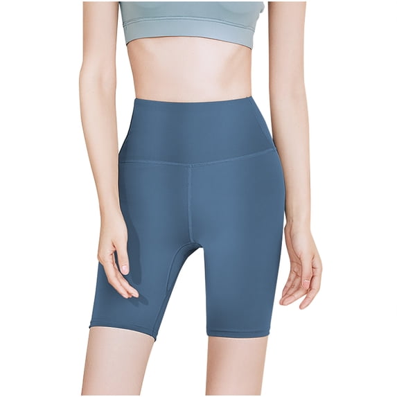 Kvture Biker Shorts for Women High Waisted Tummy Control Workout Leggings Hip Lift Gym Running Yoga Volleyball Tights Shorts Blue S