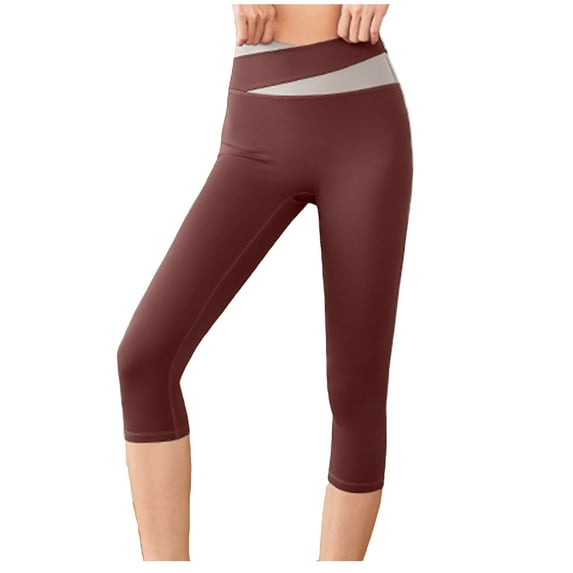 Kvture Body Shaper Capris Shapewear for Women Tummy Control High Waist Stretchy Leggings Yoga Gym Biker Athletic Capri Pants Coffee S