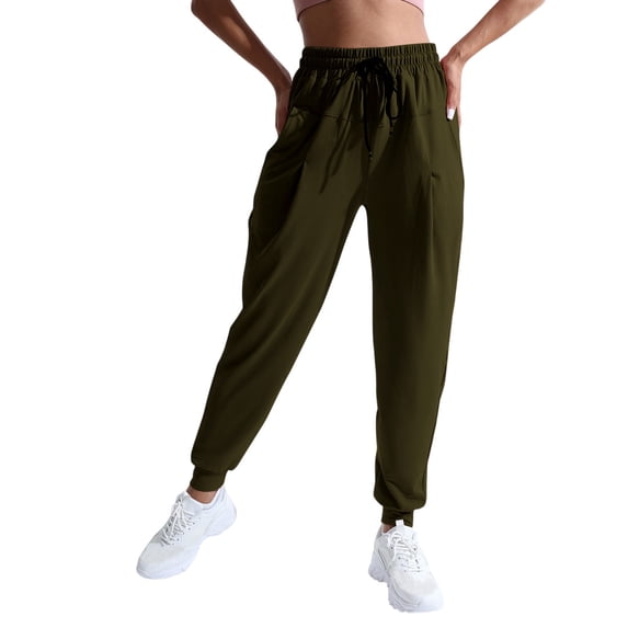 Kvture Bottom Sweatpants for Women High Waisted Cozy Yoga Joggers Pants with Pockets Casual Lounge Athletic Pants Army Green XL