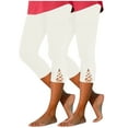thumbnail image 1 of Kvture Capri Leggings for Women Crossover Cutout Hem Knee Length Yoga Pants Casual Comfy Cropped Lounge Pants Pack of 2 White XL, 1 of 9