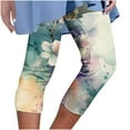 thumbnail image 1 of Kvture Capri Leggings for Women Yoga Workout Floral Print Pants Tummy Control Beach Cropped Trousers Lightweight Trousers White XXXXL, 1 of 6