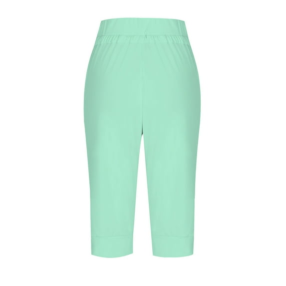 Kvture Capri Pants for Women High Waisted Drawstring Joggers Stretch Lightweight Casual Hiking Pant Capri with Pockets Mint Green L