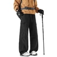 thumbnail image 1 of Kvture Cargo Pants for Men Baggy Straight Leg Parachute Pants Drawstring Y2K Waterproof Outdoor Hiking Joggers with Pockets Black XXL, 1 of 8
