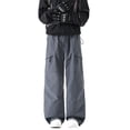 thumbnail image 1 of Kvture Cargo Pants for Men Baggy Straight Leg Parachute Pants Drawstring Y2K Waterproof Outdoor Hiking Joggers with Pockets Gray XXXL, 1 of 5