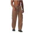thumbnail image 1 of Kvture Cargo Pants for Men Open Bottom Stretch Waist Stretch Lightweight Hiking Tactical Baggy Trousers Khaki XL, 1 of 6
