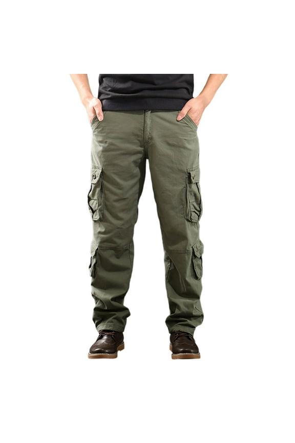 Cargo Pants for Men Tactical Fleece Lined Ripstop Water Resistant Hiking Work Pant Outdoor Gear with Multi Pockets Green 34