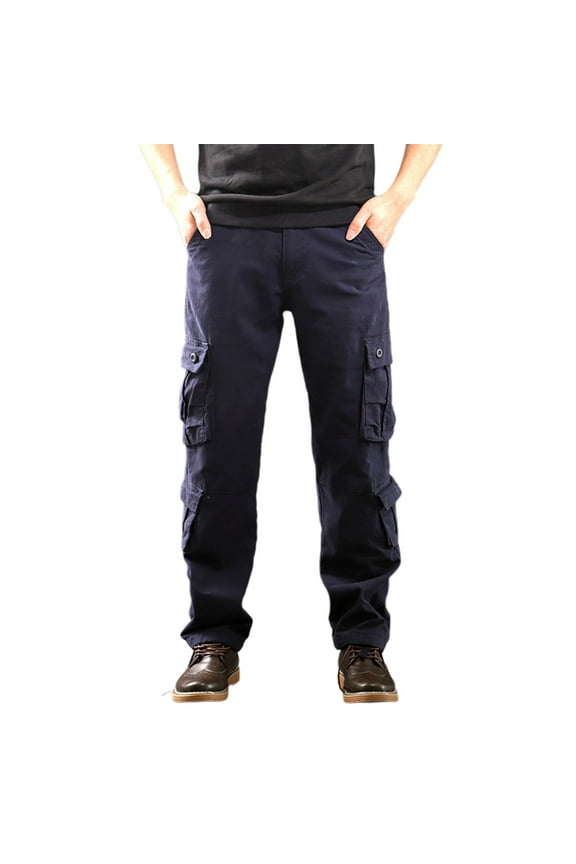 Cargo Pants for Men Tactical Fleece Lined Ripstop Water Resistant Hiking Work Pant Outdoor Gear with Multi Pockets Navy 36