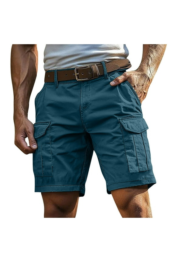 Cargo Shorts for Men Fit Button Quick Dry Stretch Lightweight Tactical Wear Hiking with Multi Pockets Dark Blue XXXXL
