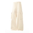 thumbnail image 1 of Kvture Cargo Sweatpants for Men Heavyweight Fleece Open Bottom Straight Leg Sweatpant Pockets Plus Size Big and Tall Joggers Beige S, 1 of 6