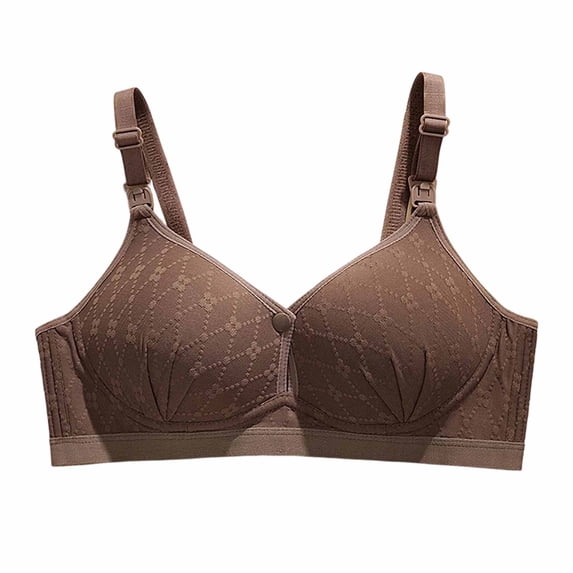 Kvture Comfort Front Closure Bra for Women Summer Thin Adjustable Strap Wireless Push Up Everyday Tshirt Bras Coffee Bra 42