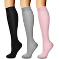 thumbnail image 1 of Kvture Compression Socks for Women Circulation (3 Pairs) is Support for Running Athletic Cycling Hiking Pink Sock S/M, 1 of 2