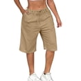 thumbnail image 1 of Kvture Cotton Linen Shorts for Women Drawstring Elastic Waisted Lightweight Casual Fit Summer Beach Bermuda Shorts with Pockets Khaki XXXL, 1 of 9