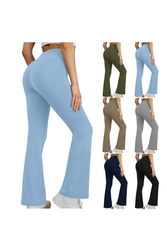 Flare Yoga Pants for Women Stretchy High Waisted Butt Lifting Flared Leggings Cozy Bootcut Athletic Workout Bell Bottoms Pants Gray L