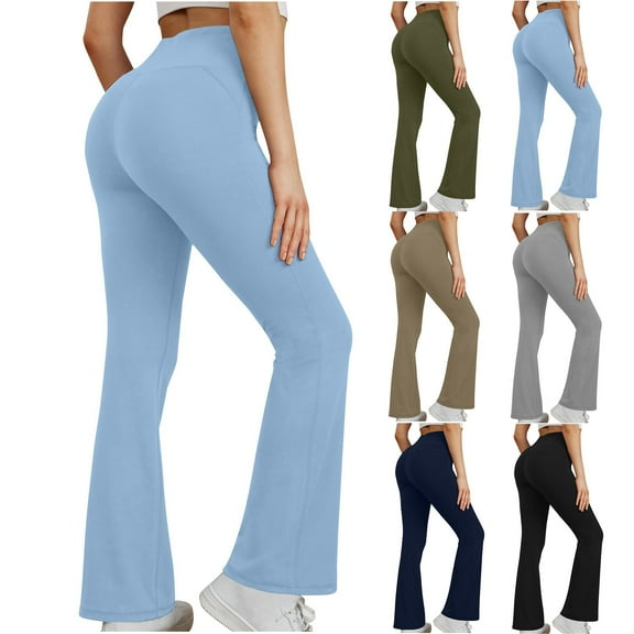 Kvture Flare Yoga Pants for Women Stretchy High Waisted Butt Lifting Flared Leggings Cozy Bootcut Athletic Workout Bell Bottoms Pants Gray S
